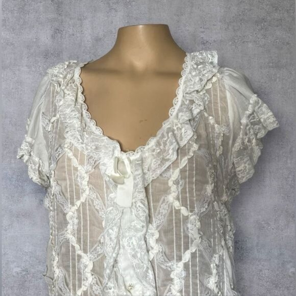 Vintage Gilligan & O’Malley White Lace Gown Dress - Romantic Bridal - Picture 5 of 8
